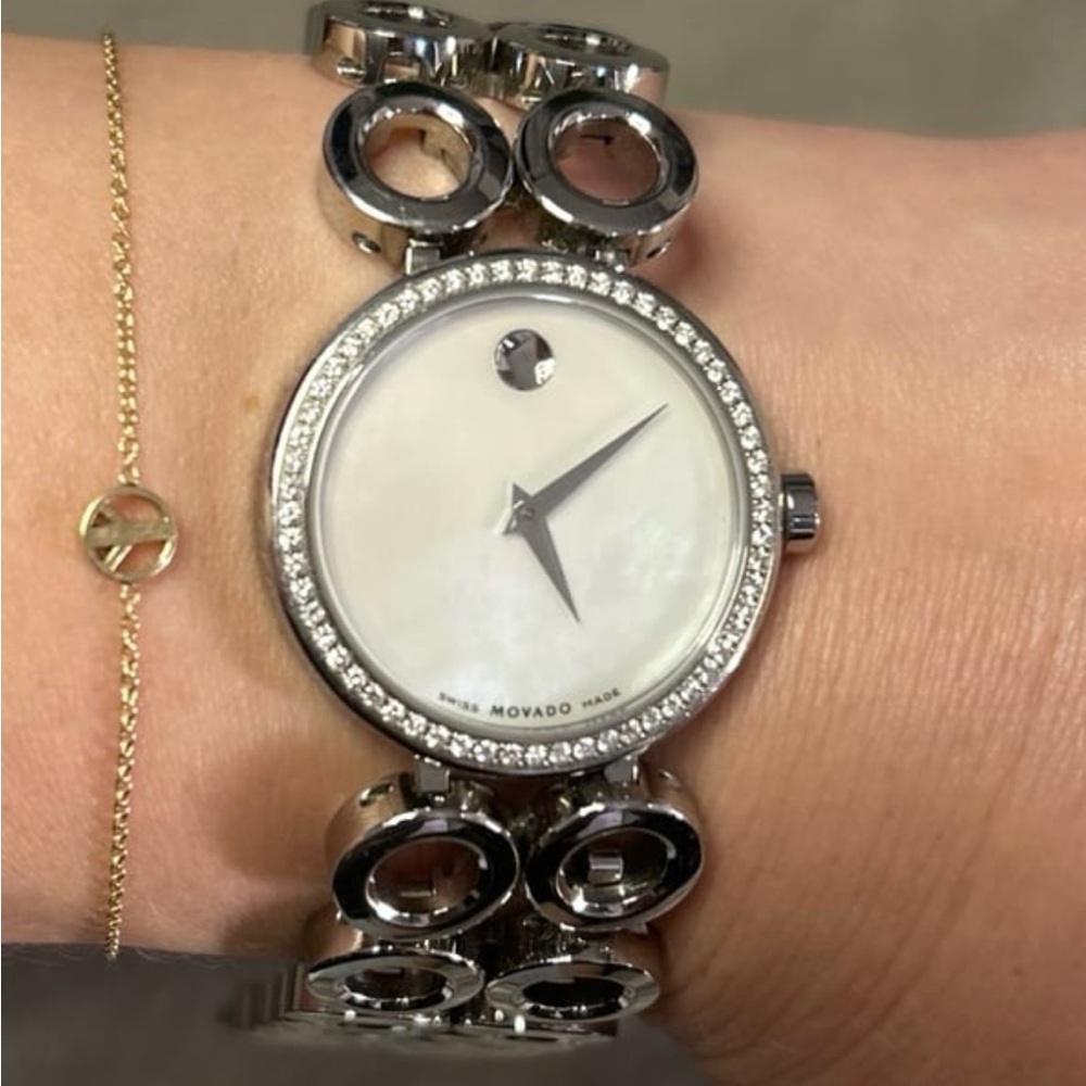 Movado Women's Silver Watch with Crystal Accents